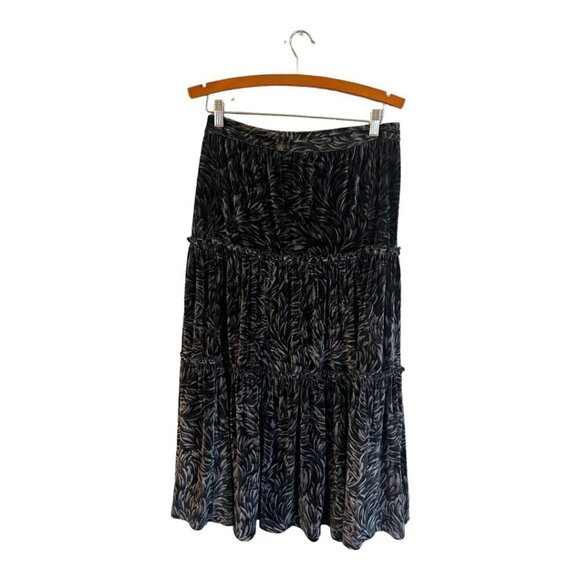 Women's Bramhall Skirt Size Small Modest Velvet Velour Blue Purple Tiered NEW - Picture 2 of 5